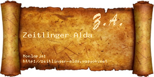 Zeitlinger Alda névjegykártya